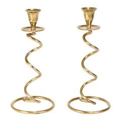 Spiral Brass Candlesticks