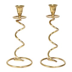 Spiral Brass Candlesticks