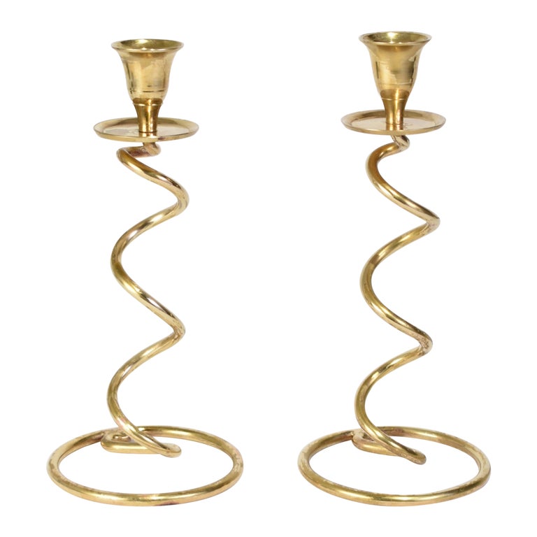 Spiral Brass Candlesticks at 1stDibs