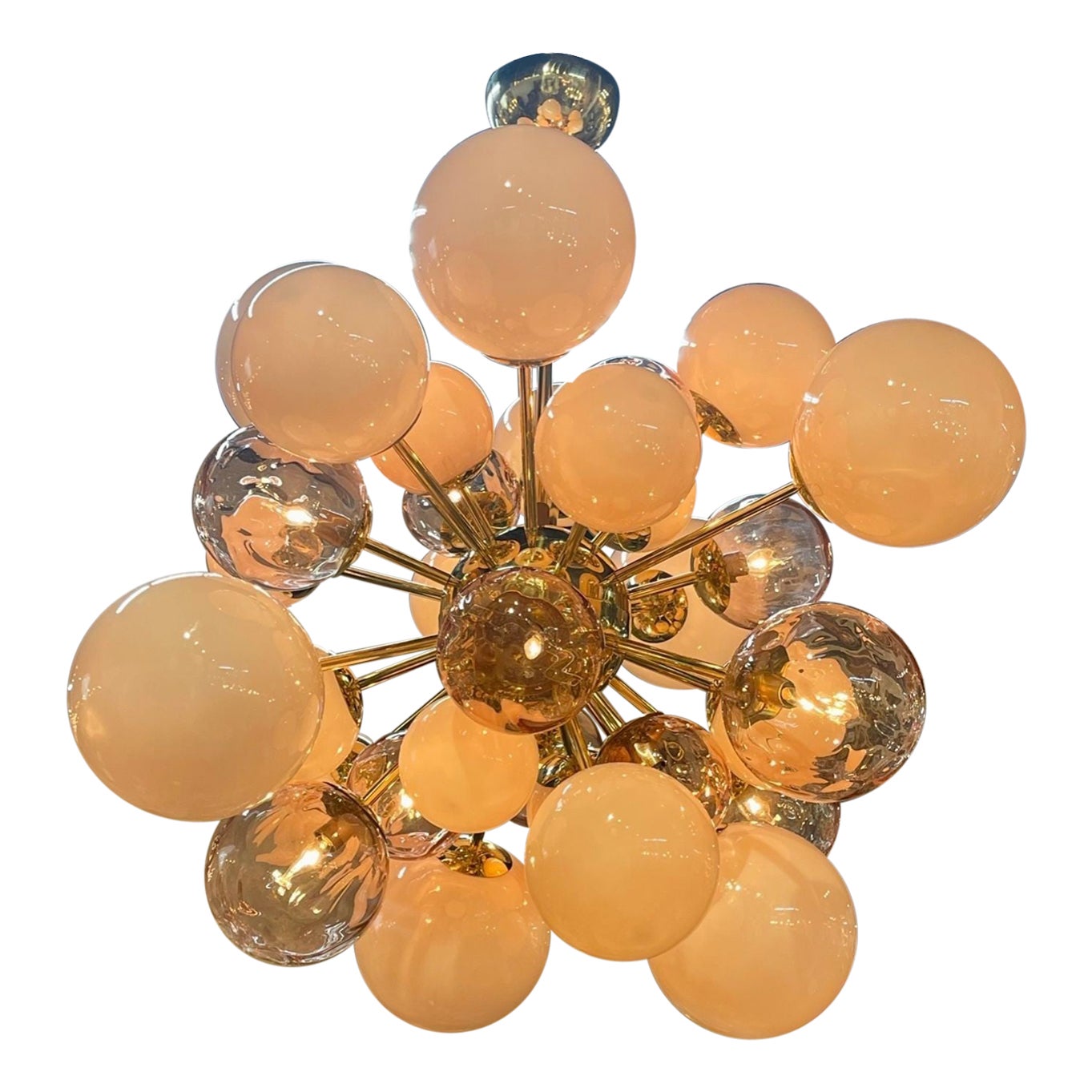 Stylish Pink Cloud Murano Glass Chandelier For Sale