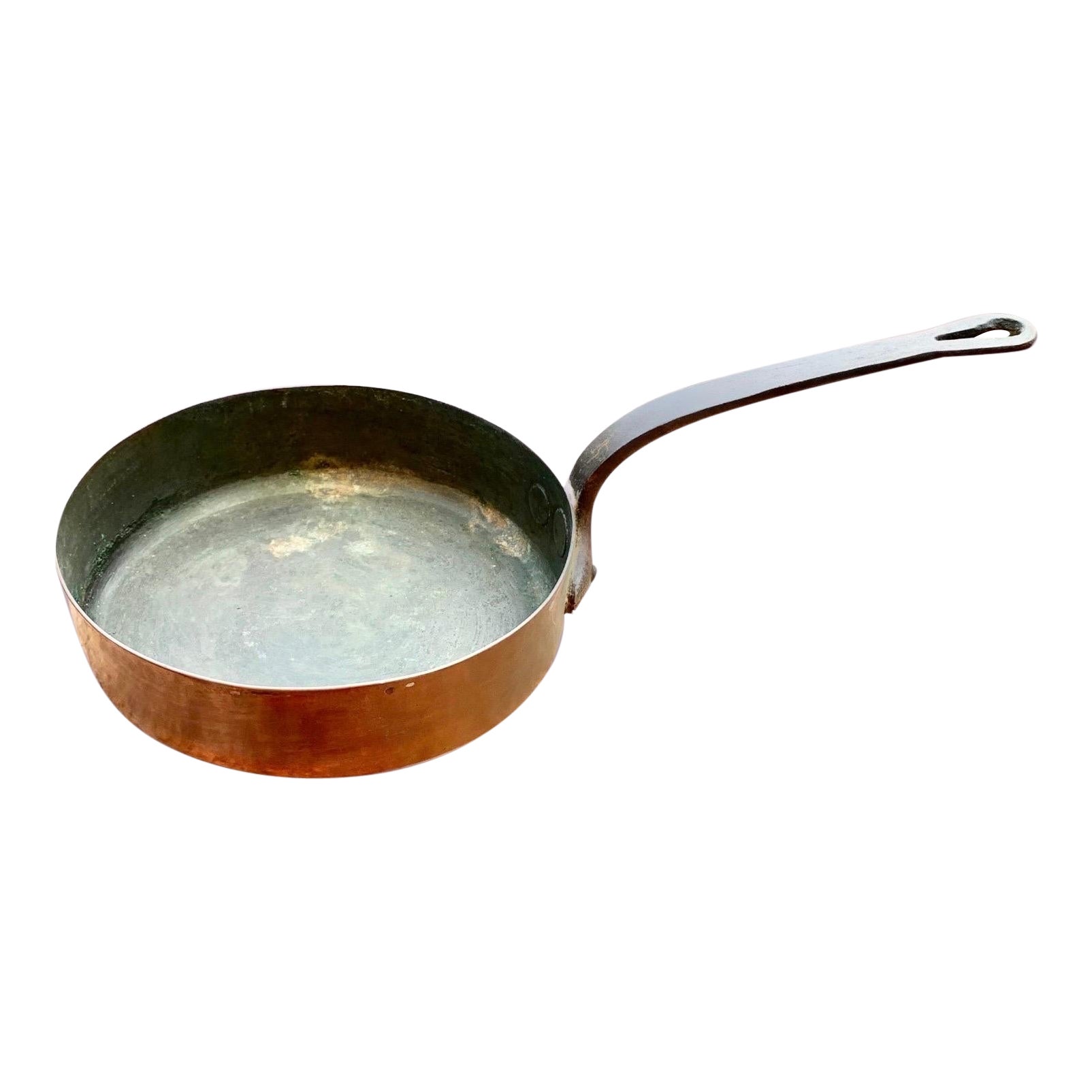 Medium Antique French Copper and Iron Casserole/ Saucepan For Sale