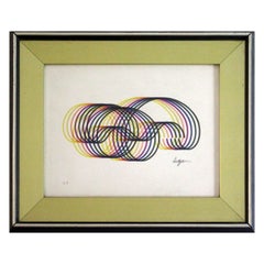 Vintage Yaacov Agam Swirls from the Swirl Suite Signed Serigraph Hc 1984 Framed