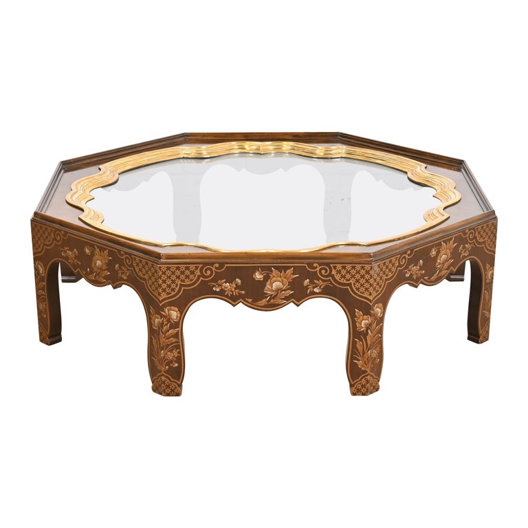 Baker Furniture Far East Collection Hollywood Regency Chinoiserie Cocktail Table For Sale