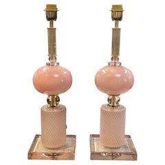 Moderne moderne Lampen aus rosa Muranoglas
