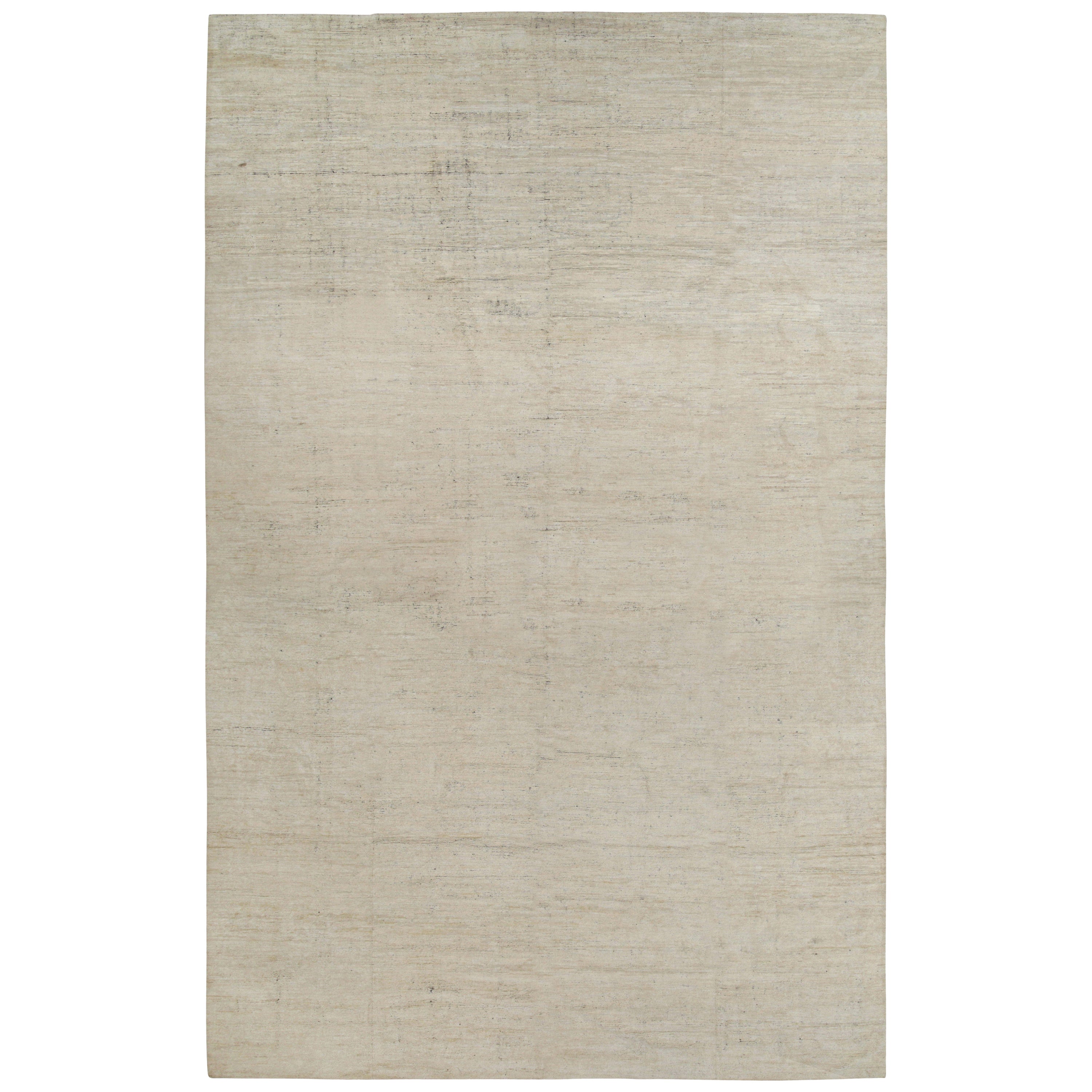 This 15x24 rug is a grand new entry to Rug & Kilim’s Texture of Color Collection. Hand-knotted in wool, silk, and cotton.
Further on the Design:
The collection enjoys an inventive take on plain rugs, and a patternless take on pattern in