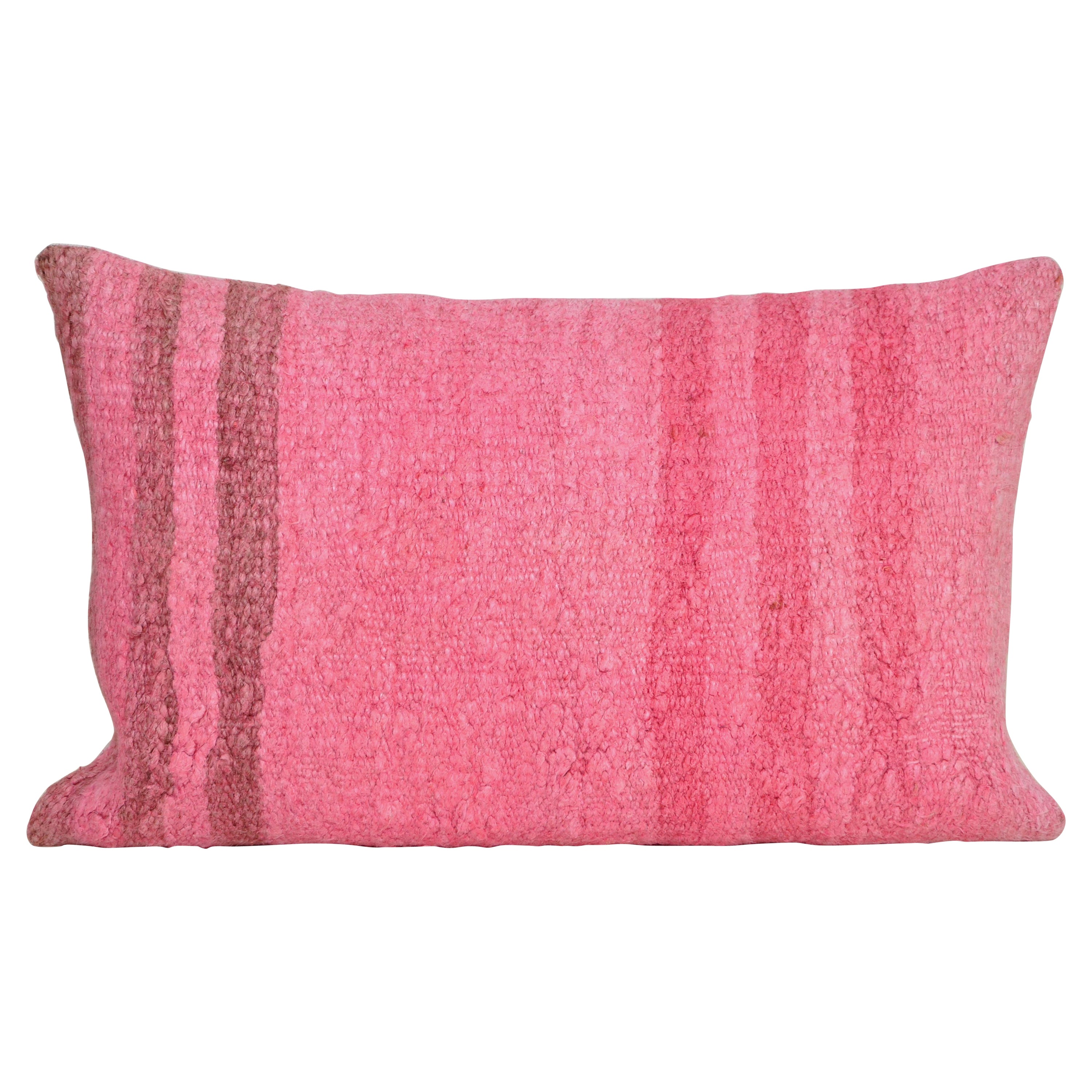 Vintage Kilim Rug Pillow with Irish Linen by Katie Larmour Cushions Pink