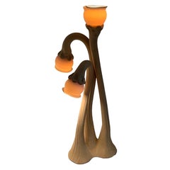 Vintage Stoneware Calla Lilly Lamp by Doug Blum in the Art Nouveau Style, 1980