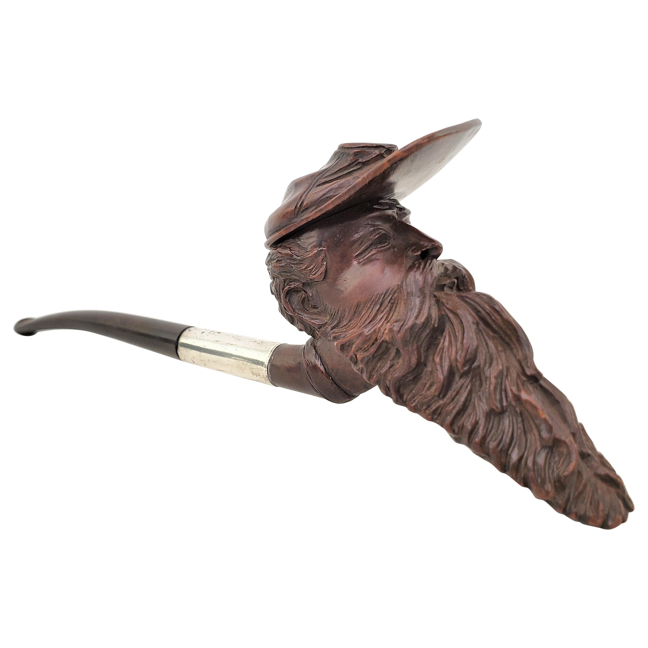 Antique Hand-Carved Hardwood Figural Confederate Soldier Styled Smoking Pipe For Sale