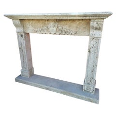 Fireplace in Italian Travertine Marble, Early 20th Century