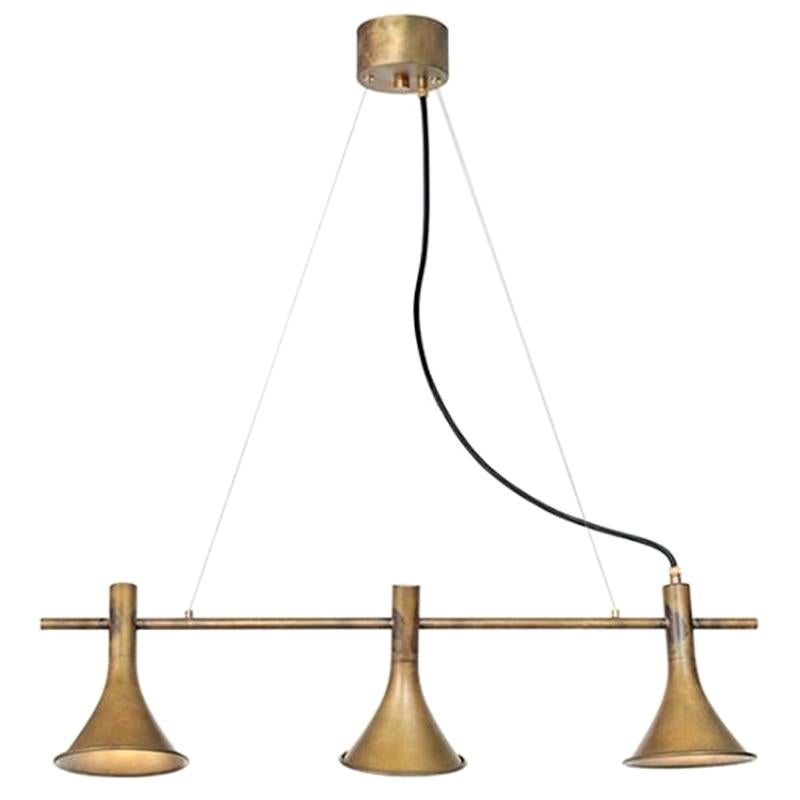 Jesper Ståhl Megafon 3-Raw Brass Ceiling Lamp by Konsthantverk For Sale