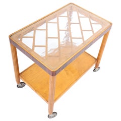 Midcentury Bar Cart in Elm, Rosewood and Glass, 1950s