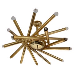 Brass and Glass Ball Sputnik Fireworks Chandelier, Italy, 1950s