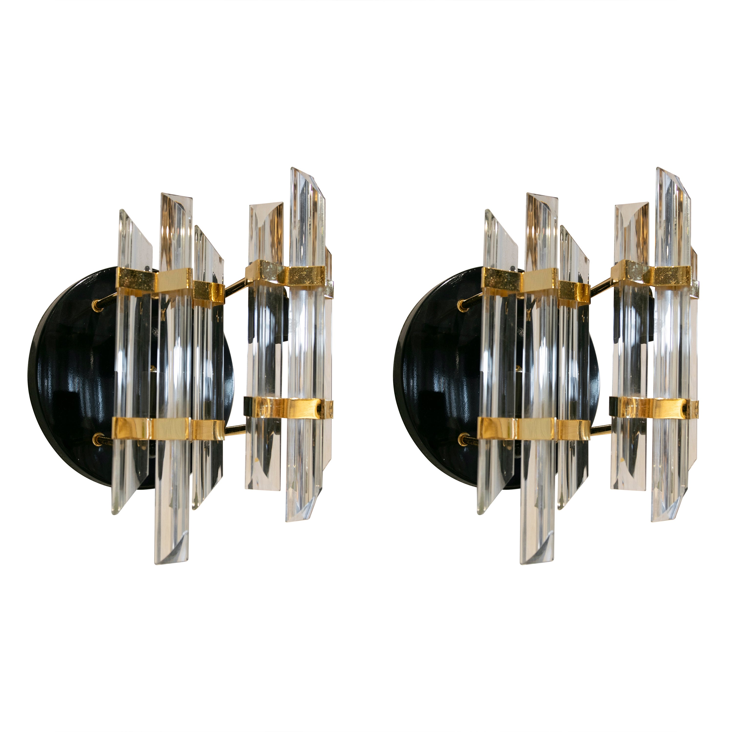 1970s Pair of Murano Glass Sconces with Metal Stand