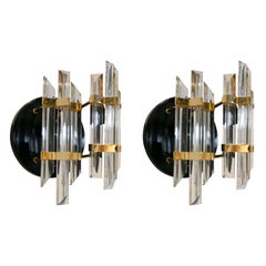 1970s Pair of Murano Glass Sconces with Metal Stand