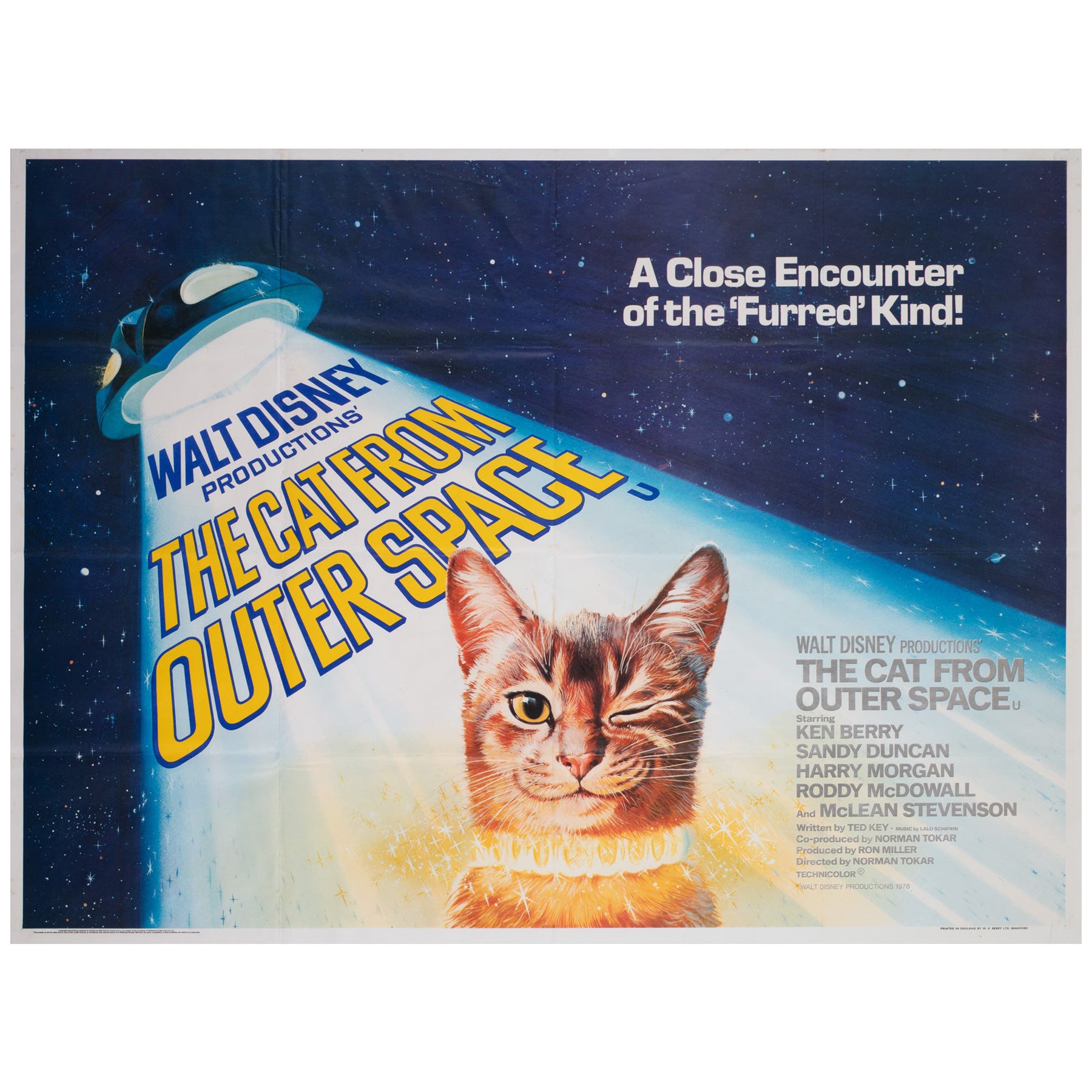 "the Cat from Outer Space ", 1978 Uk Quad Film Poster, Disney For Sale