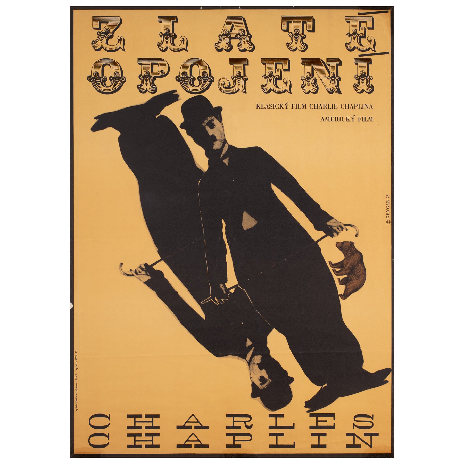 The Gold Rush R1973 Czech A1 Film Poster, Grygar, Chaplin