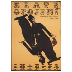 Vintage The Gold Rush R1973 Czech A1 Film Poster, Grygar, Chaplin