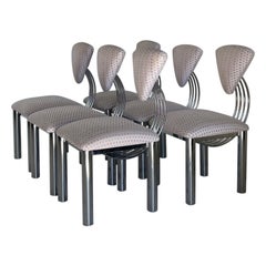 Set of 6 Memphis Chrome Dining Chairs in the style of Store Sottsass