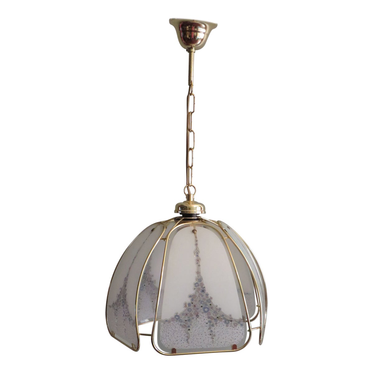 Mc Pendant in Gilt Metal and Murano Glass Panels by Eglo Leuchten Austr For Sale
