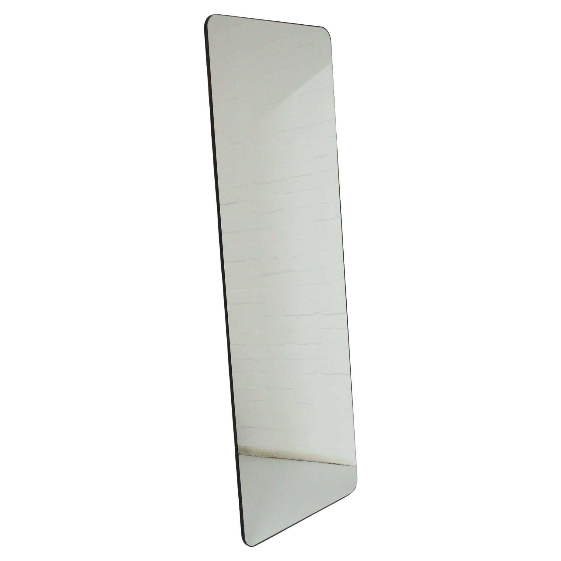 Quadris Wall Leaning Rectangular Mirror with Patina Frame, Oversized For Sale