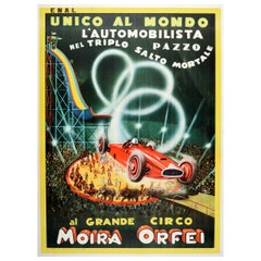 Original Vintage Poster Italy Circus Queen Moira Orfei Triple Somersault Car Act