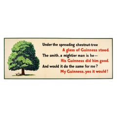Original Vintage Guinness Poster Under The Spreading Chestnut Tree Beer Drink Ad