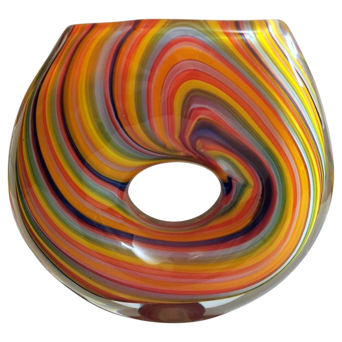 Murano Vintage Multicolor Glass Vase "Reed" Processing