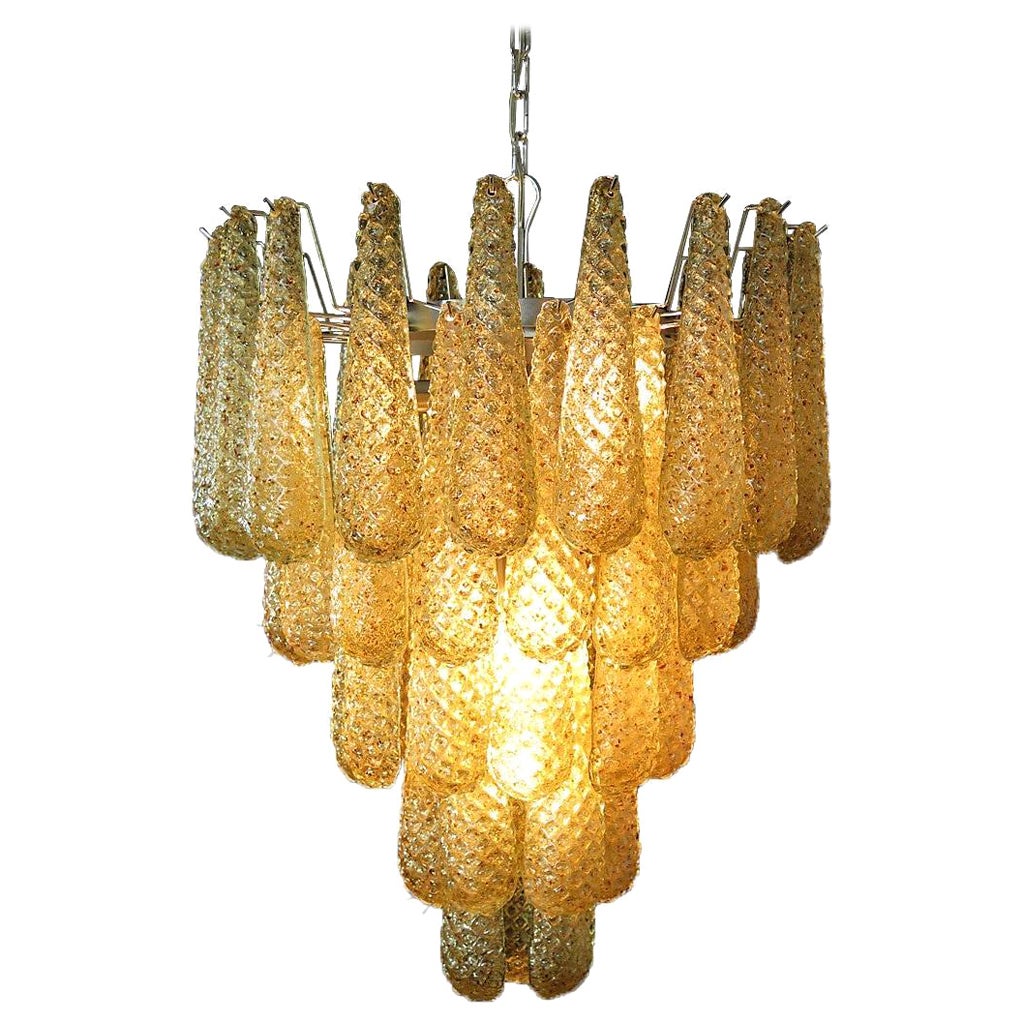 Murano Amber Drops Chandelier For Sale
