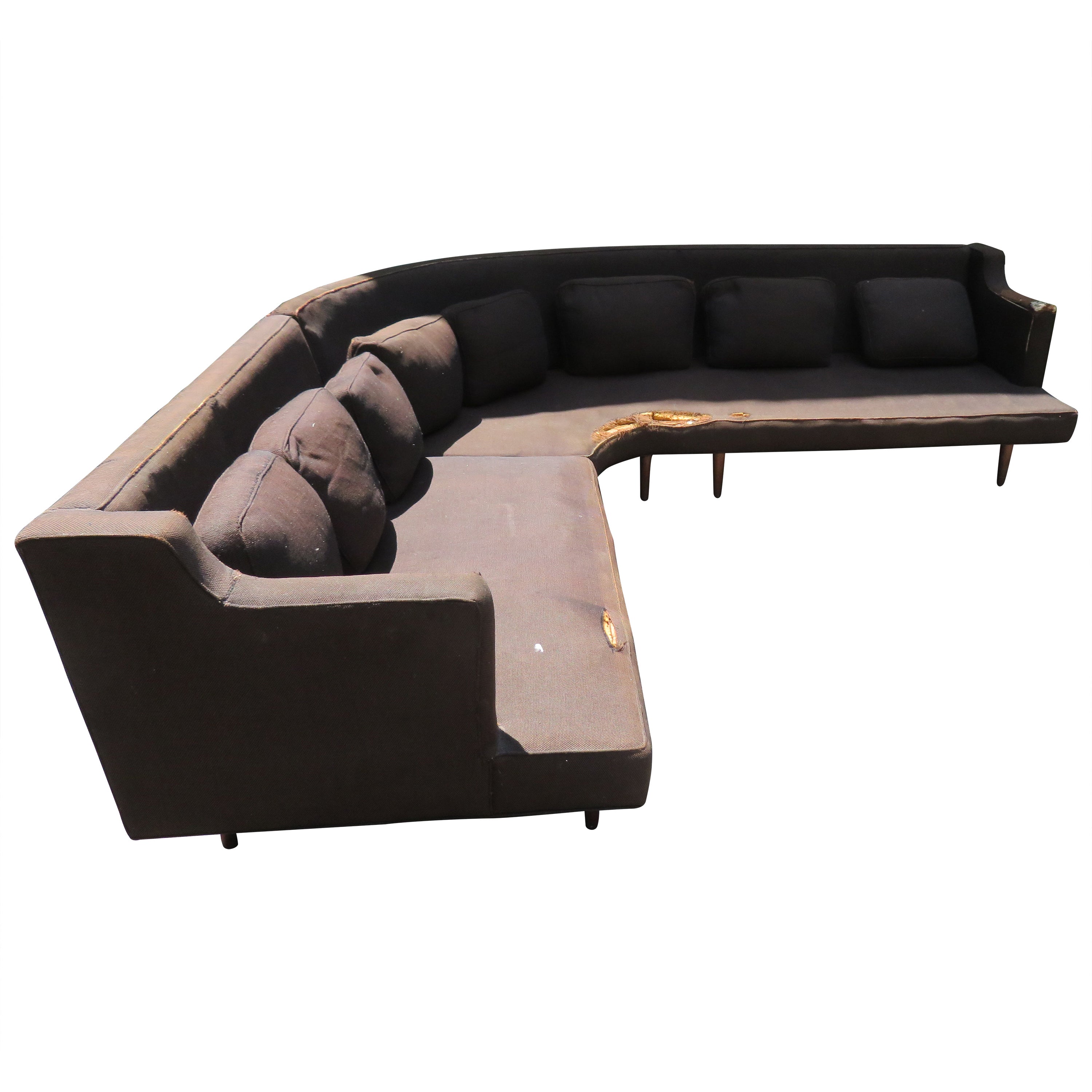 2 Stück Harvey Probber Stil Sofa-Sektionstisch mit geschwungener Rückenlehne, Mid-Century Modern im Angebot