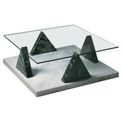 21st Century by E.Sottsass "Jaipur" Marble Coffee Table with Crystal Top