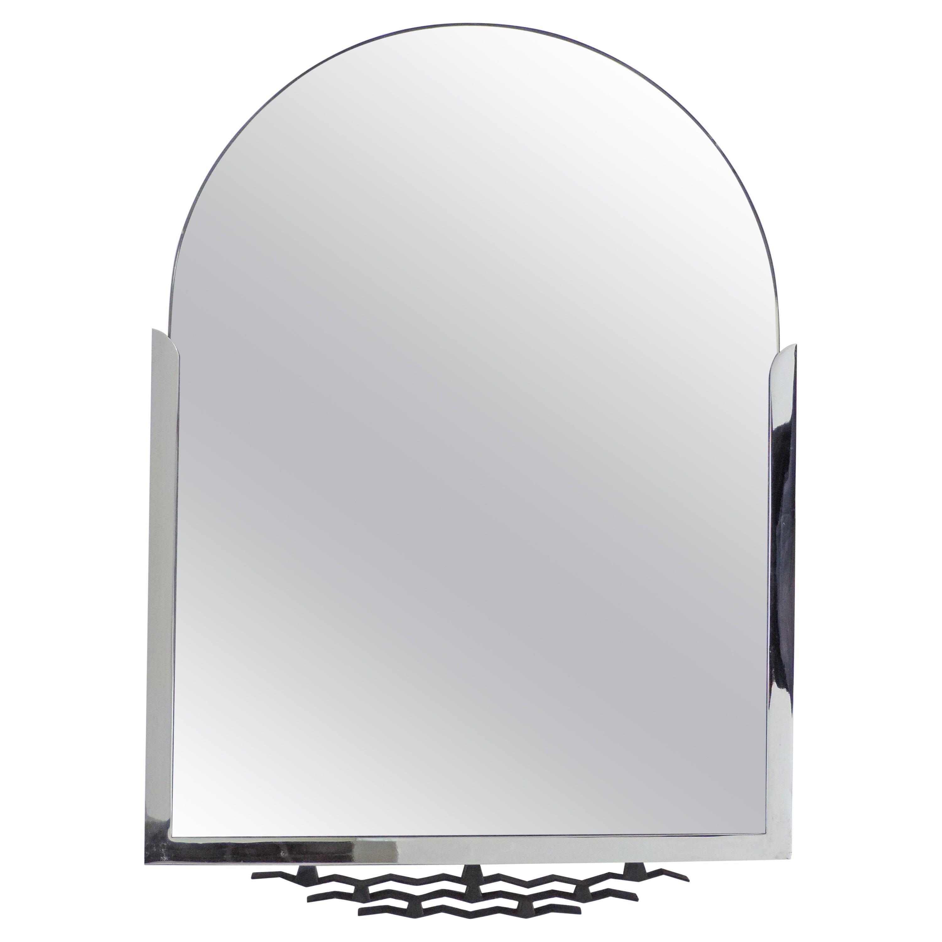 Art Deco Wall Mirror in Chrome and Metal for La Rinascente, Italy 1920s For Sale