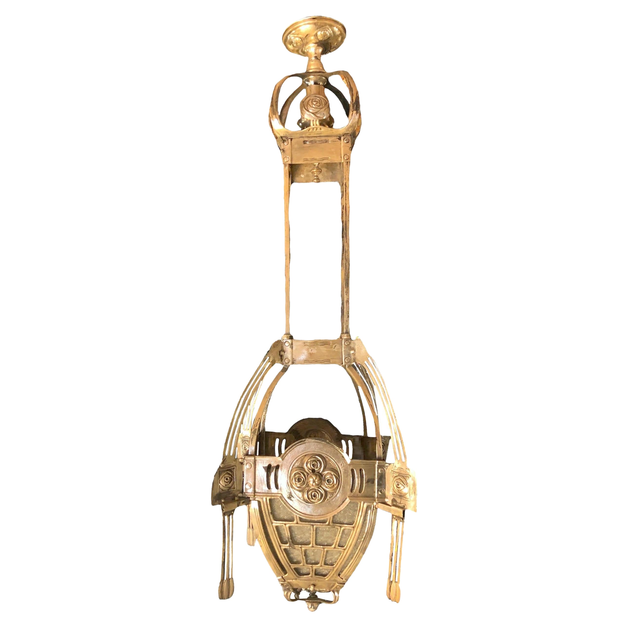 Chandelier Arts and Crafts Attributed to Charles Rennie Mackintosh, 1883 For Sale