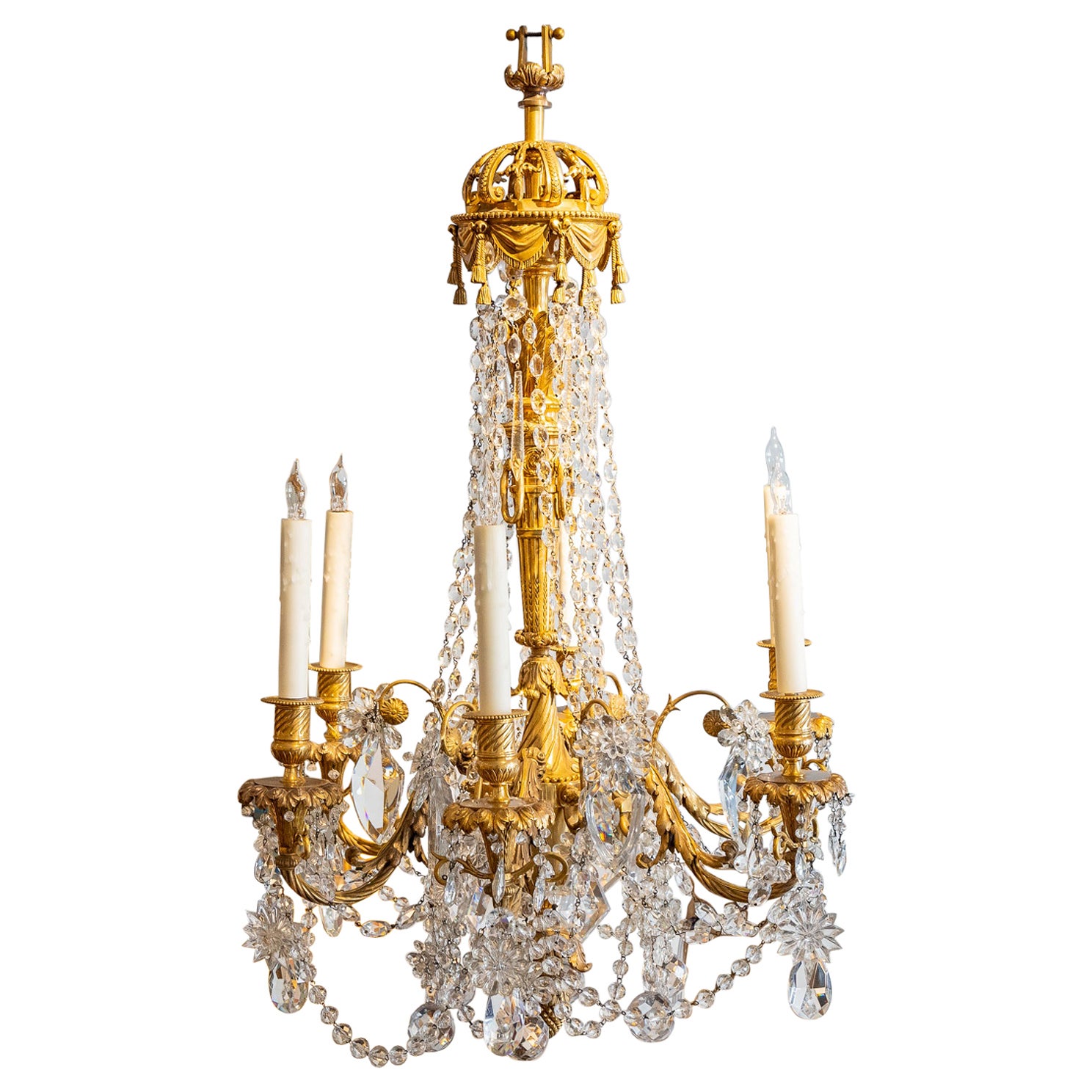 Fine 19th Century Crystal and Gilt Bronze Chandelier French Louis XVI