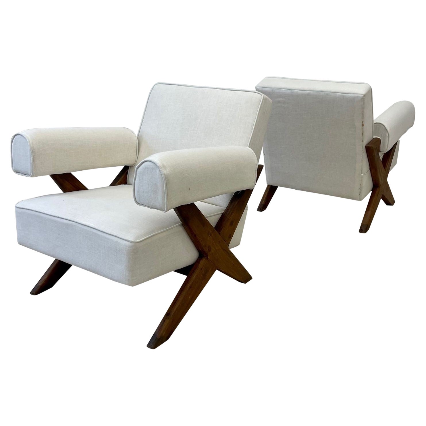 Pierre Jeanneret, French Mid-Century Modern, Lounge Chairs, Chandigarh, 1960s For Sale
