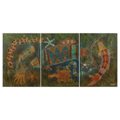 Leanna Wanjidari Reid, signiertes Triptychon aus schwarzem Marlin, australische Kunst