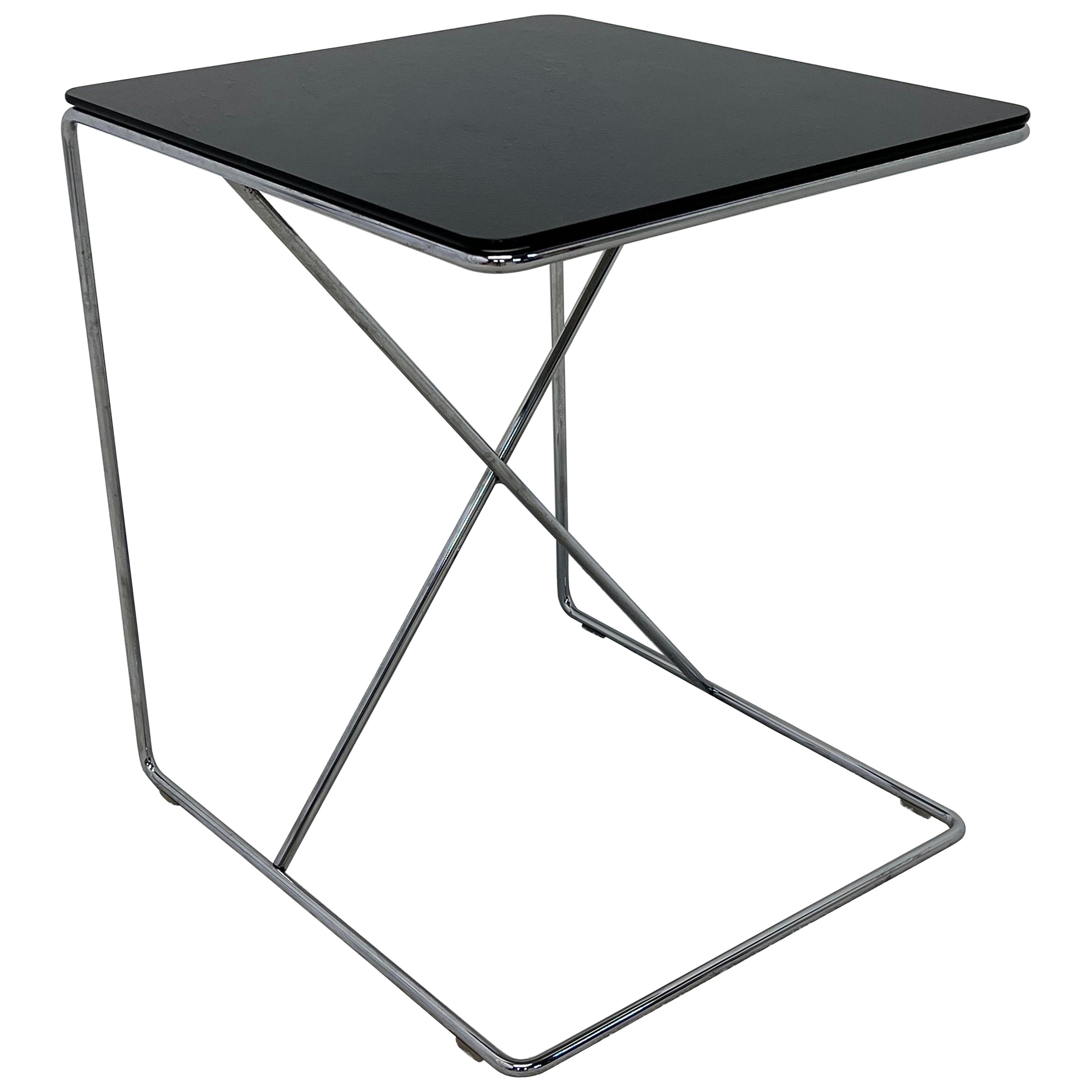 B&B Italia Chrome Wire and Smoked Glass Side Table, 1980s