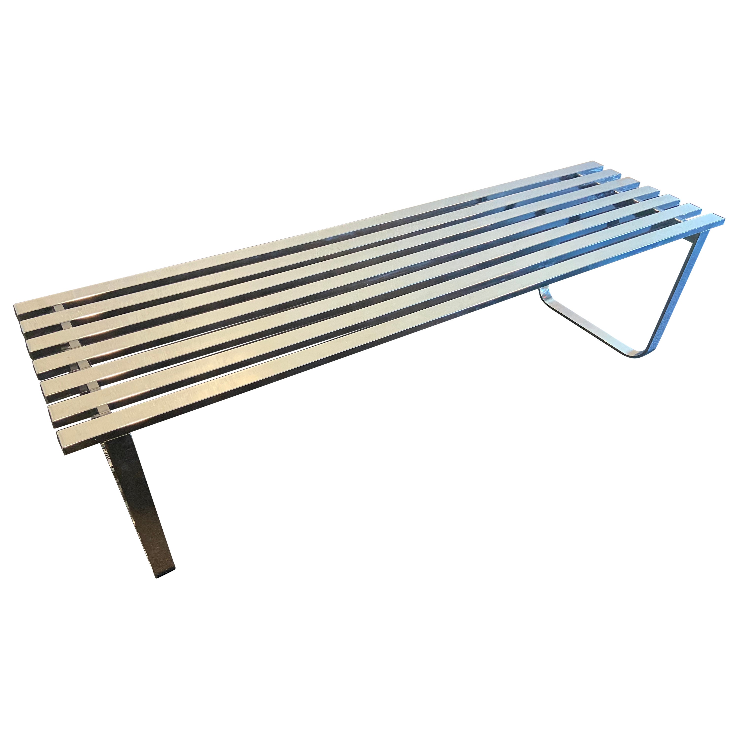 Design Institute Of America Chrome Slatted Bench  For Sale