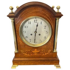Quality Antique Victorian Marquetry Inlaid Mantle Clock
