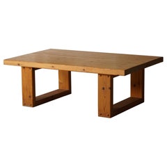 Grande table basse rectangulaire en pin massif, moderne danoise, années 1960