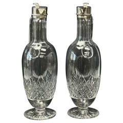 Antique Pair of Barend Enzering Dutch Silver Mounted Cut Glass Pitchers, circa 1825