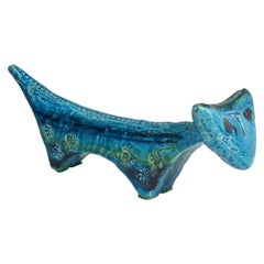 Bitossi Ceramiche Rimini Blu Cat Sculpture by Aldo Londi