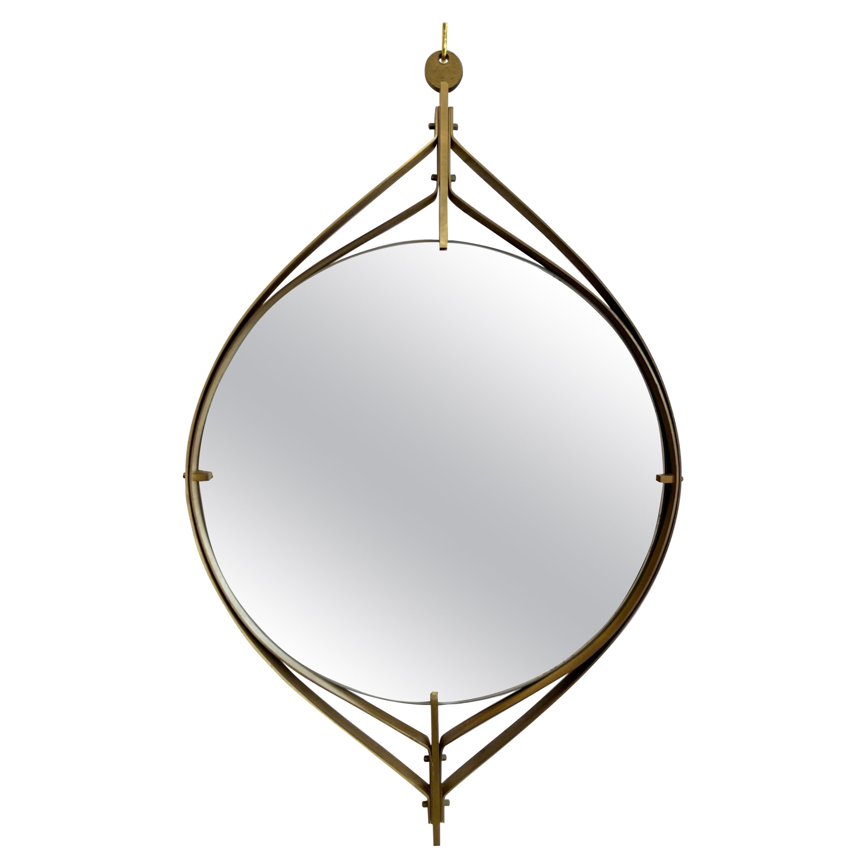 Italian Brass Mirror by Luciano Frigerio, 1970s For Sale