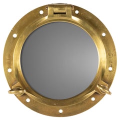 Antique Early 20th Century, Cast Brass Mirror Ship Porthole