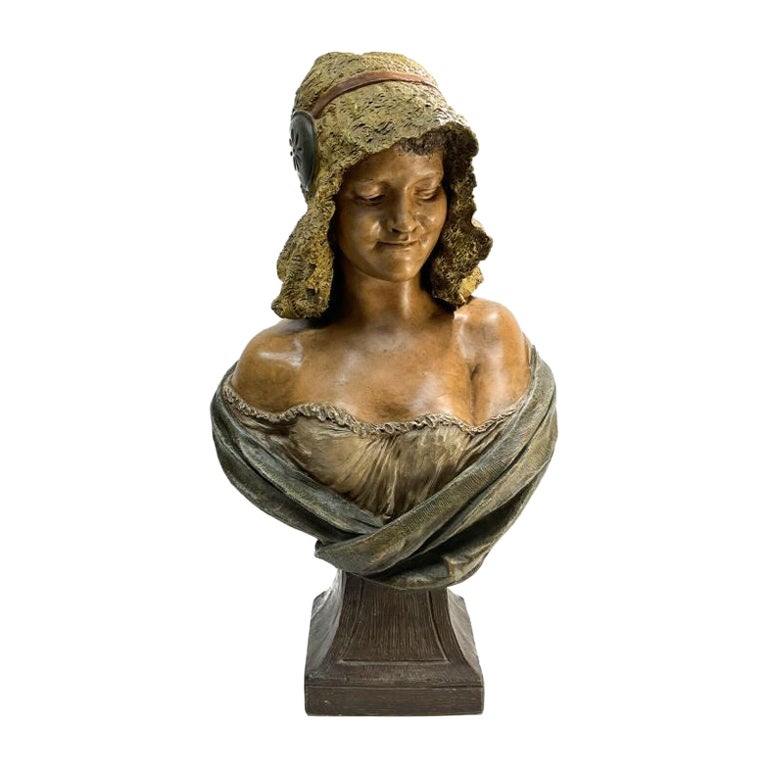 Goldscheider Reproduction Reserve Austrian Terracotta Bust of a Beauty Sculpture For Sale