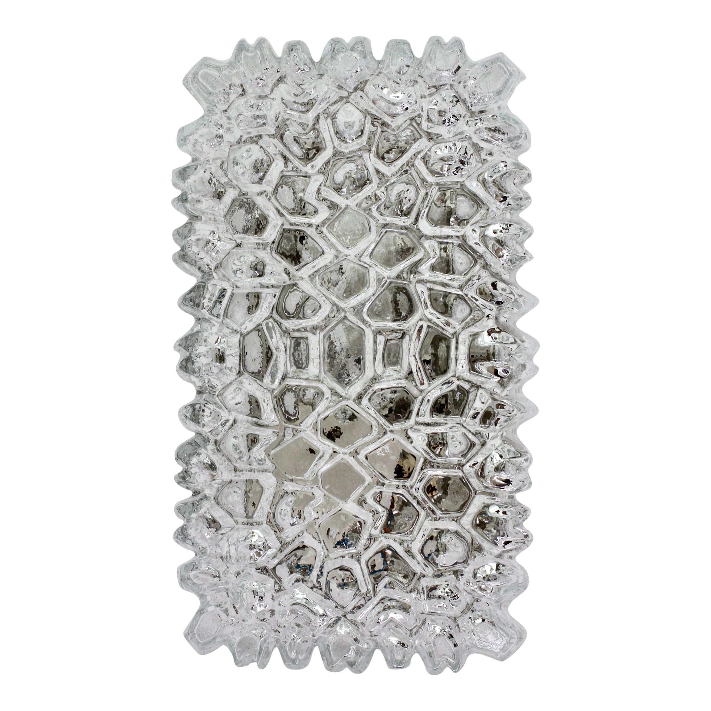 Limburg 1 of 6 Vintage 'NOS' Clear Glass Wall Mounted Sconces, Germany, 1970s