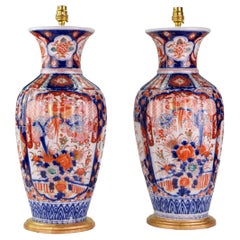 Pair of Large 19th Century Imari Antique Table Lamps