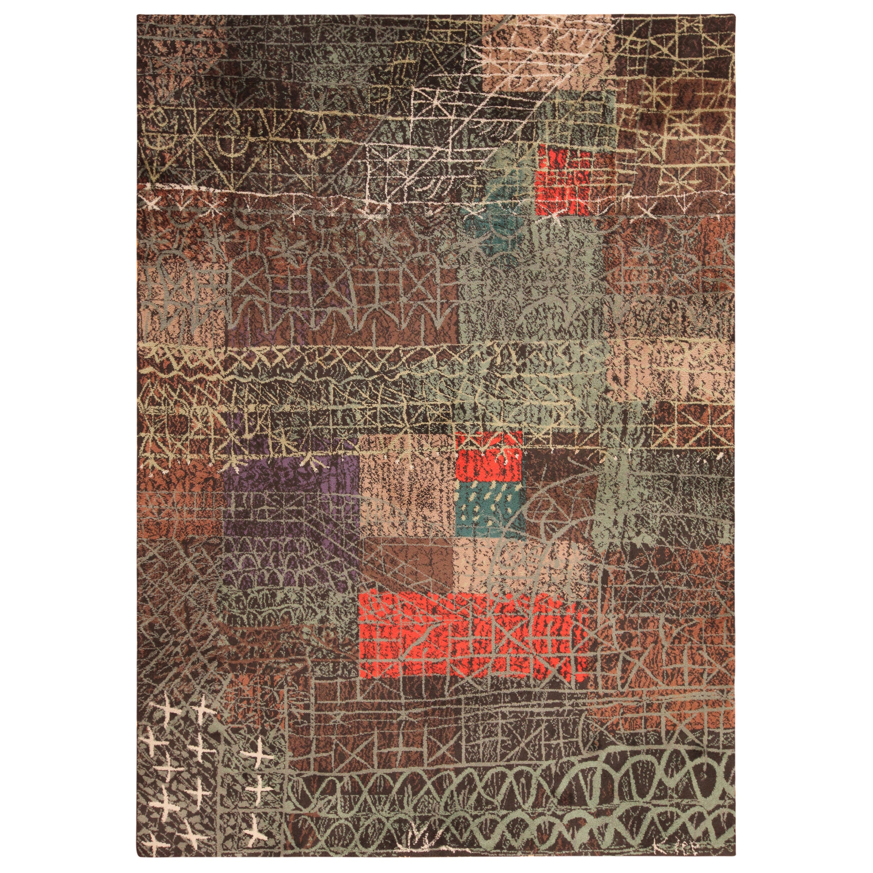 Vintage Paul Klee Carpet "Structural. 8 ft 2 in x 11 ft