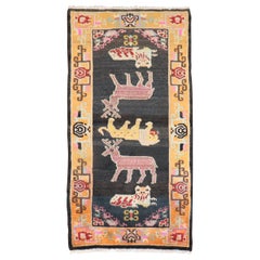 Tapis tibétain vintage à motif animal
