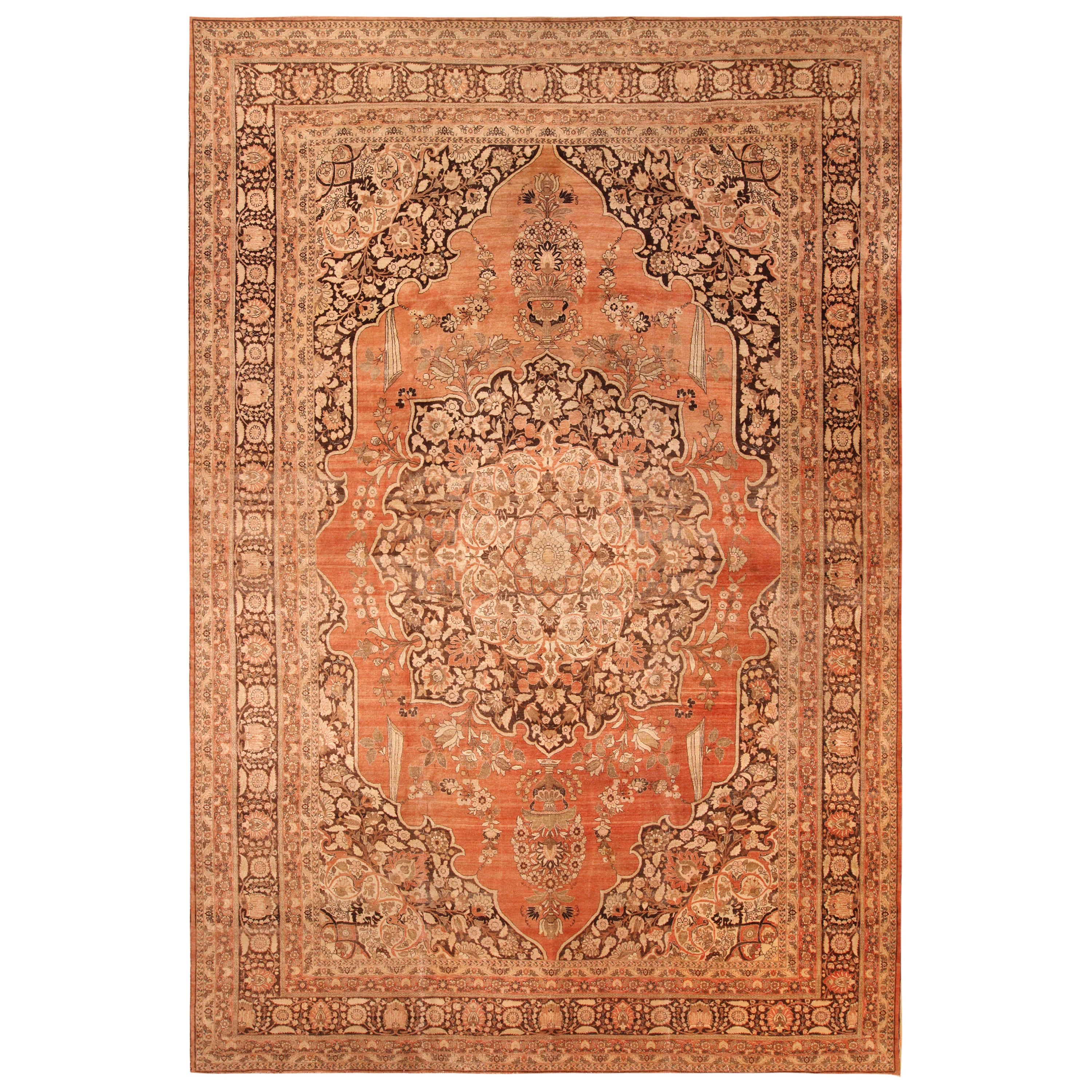 Antique Persian Tabriz Area Rug. 12 ft 6 in x 18 ft 3 in For Sale