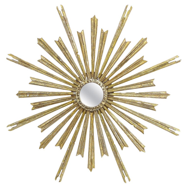 Silver Gilt Sunburst Mirror For Sale at 1stDibs